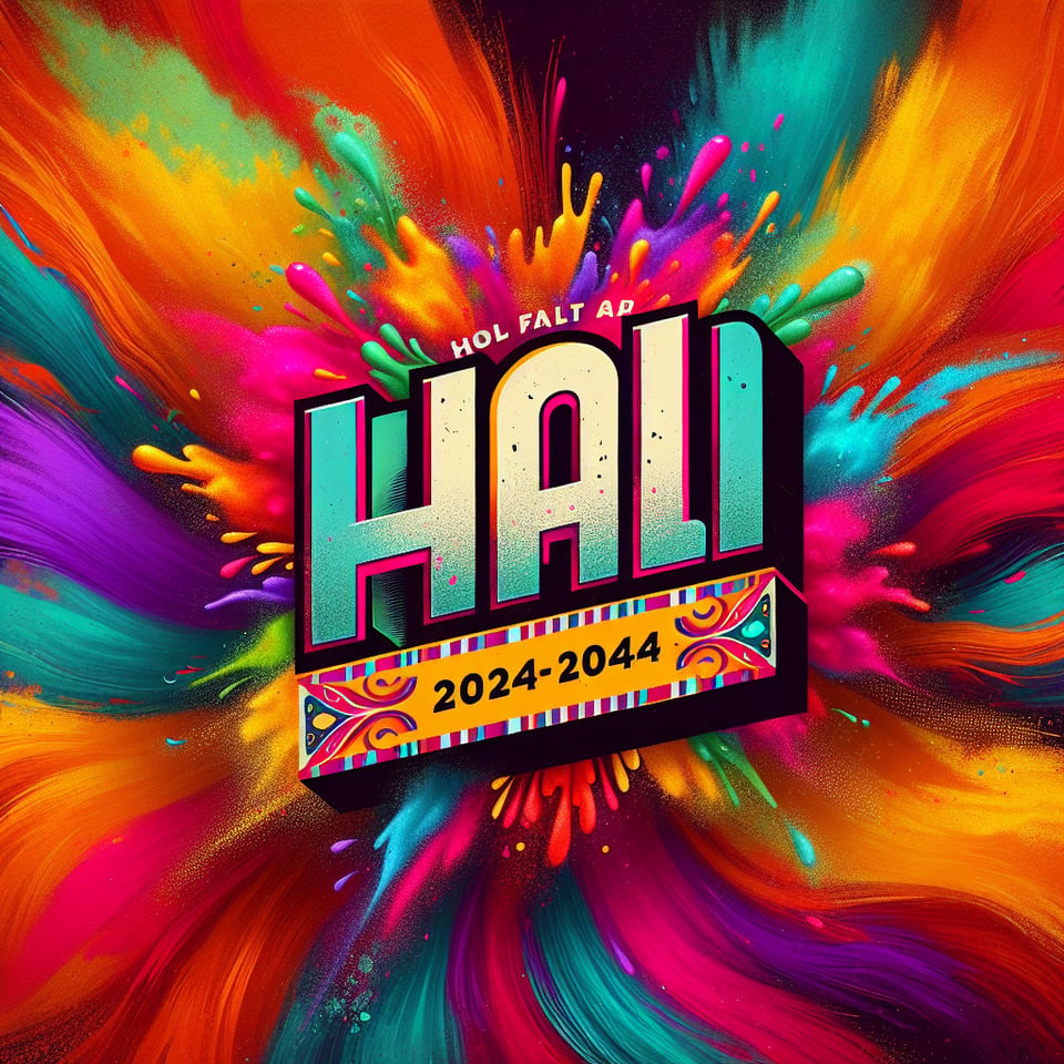 HOLI HAAT -2024 text written on holi background text effect image