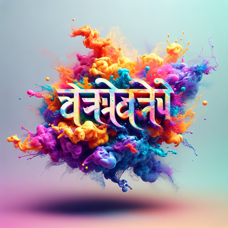 Text SANVIKA GHANII colorful splash 3d text and smoky transparent background text effect image