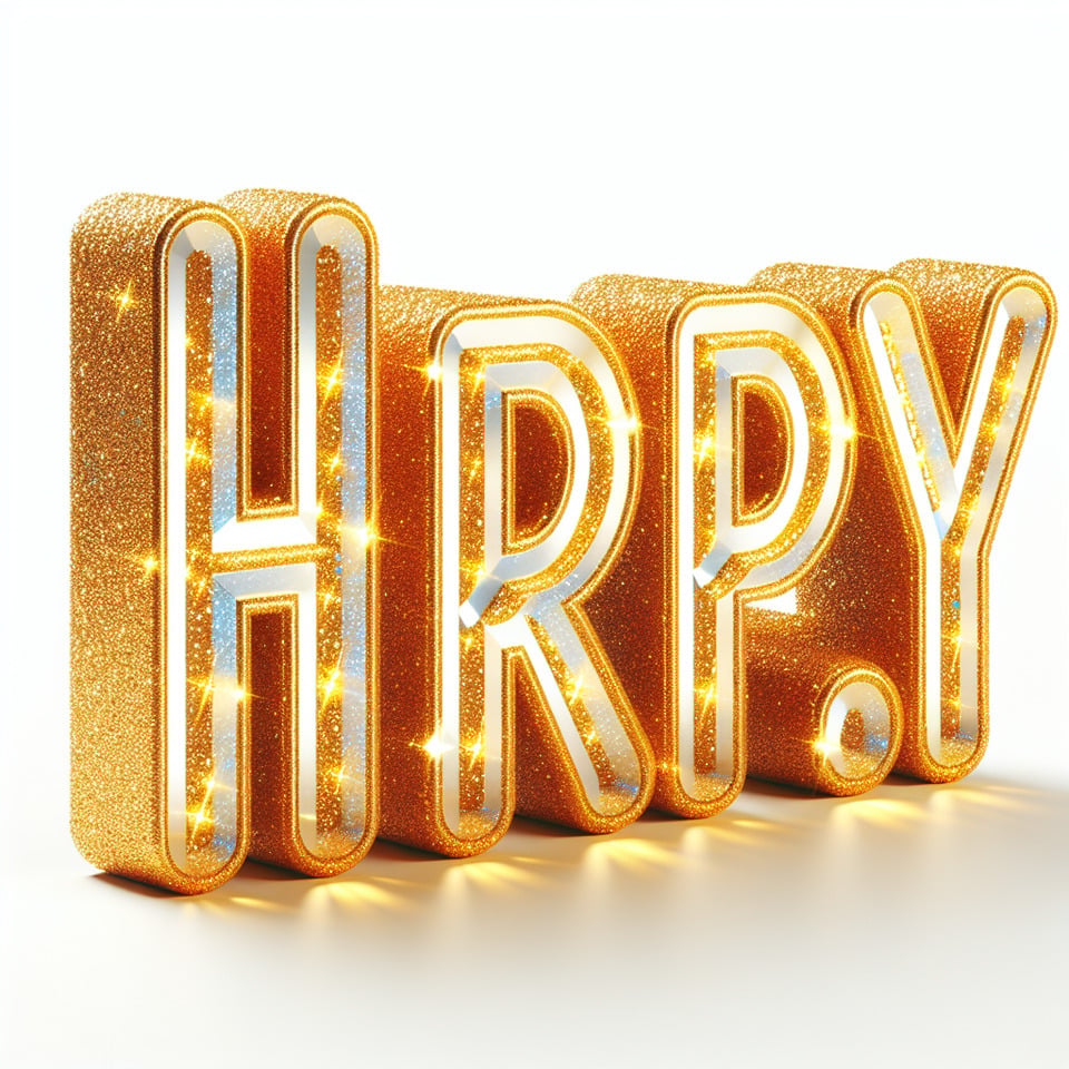 text HAPPY glitter gold text effect on white background text effect image