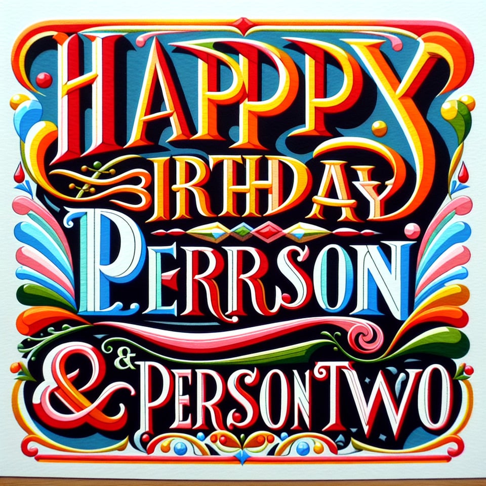 create word style with colours for  Happy Birthday  Dear Praful & Fr.Derrick text effect image