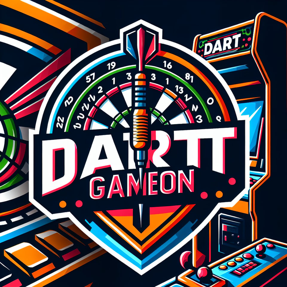 Create a Logo for Dart GameONin gaming style with darts machine in Background text effect image