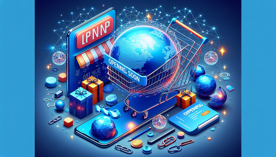 opening soon art work for an online eCommerce platform called SHOPLYNK text effect image