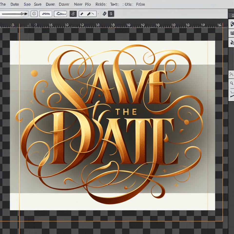text Save the Date in golden calligraphy with a transparent background text effect image