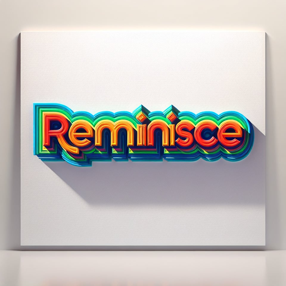 Text reminisce colorful lettering in white background text effect image