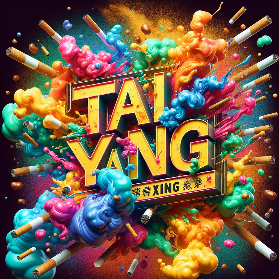 文字「太陽星」彩色飛濺 3d 文字和菸草背景 text effect image