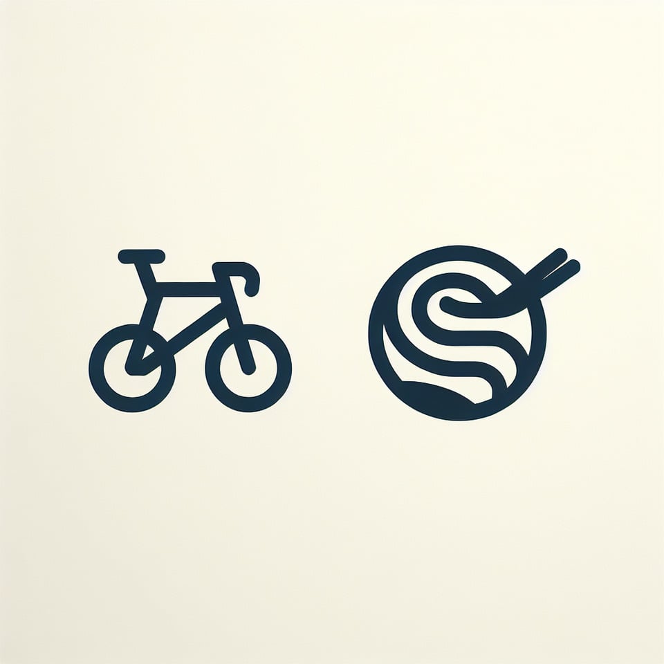 simple logo bike and noodle shape text effect image