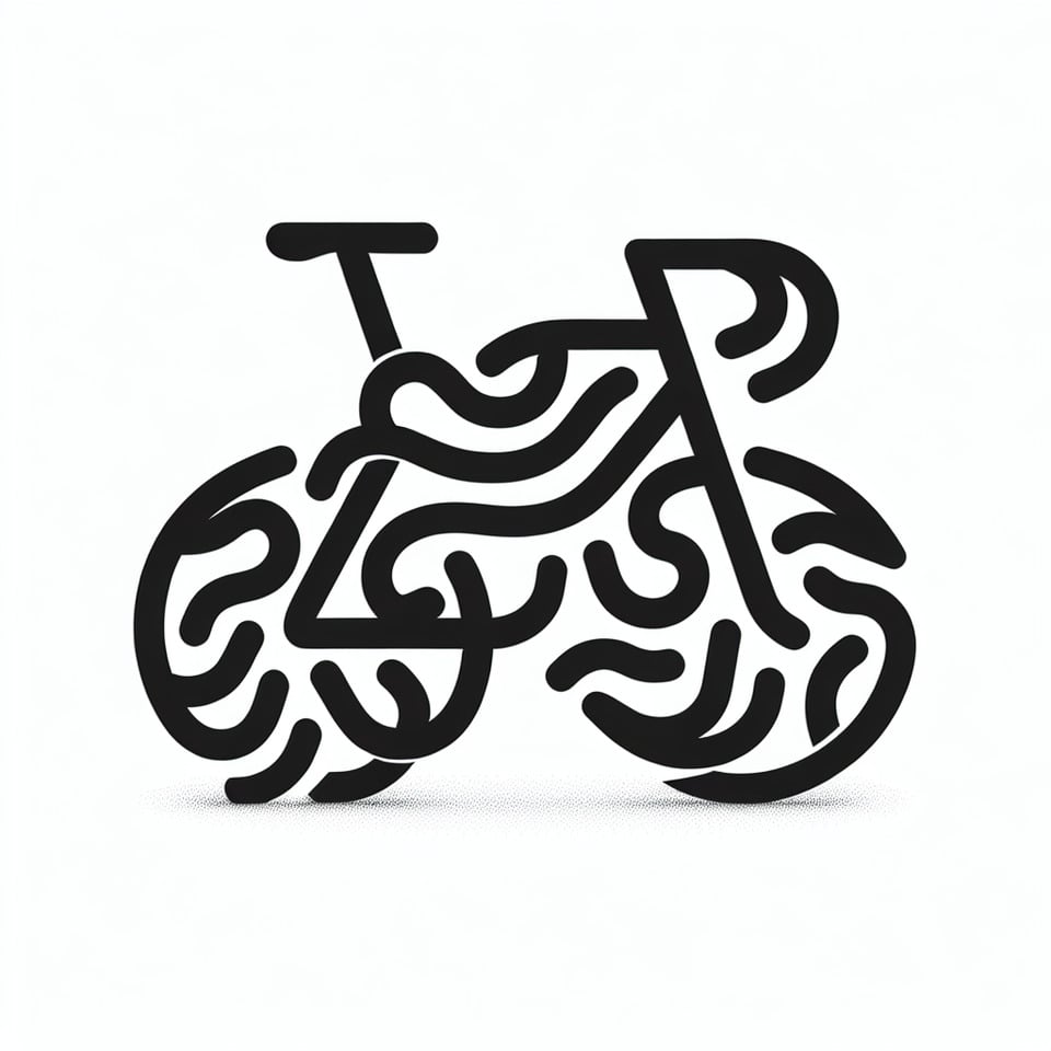 simple logo bike with noodle shape text effect image