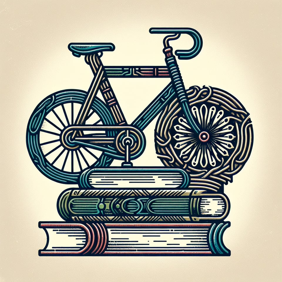 simple logo bike with book text effect image