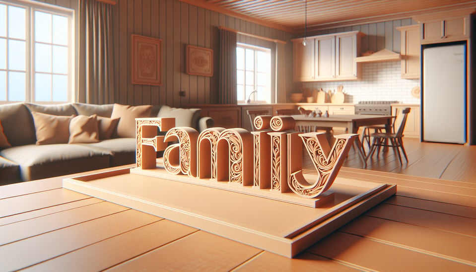 Family3d rendertypography text effect image