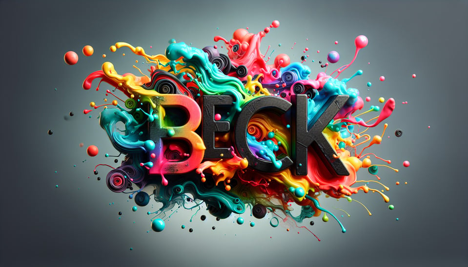 テキスト「B E C K Y」のカラフルなスプラッシュ 3D テキストとスモーキーな背景 text effect image