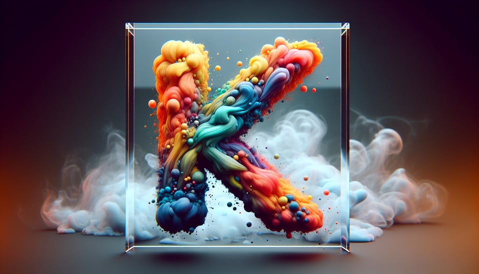 Text K colorful splash 3d text and smoky transparent backgroundRealistic detailed view. text effect image