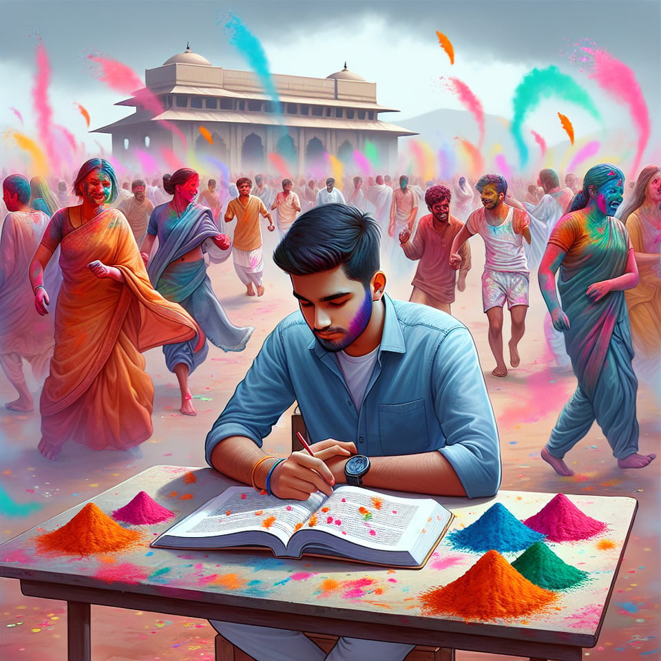 Holi and prayas test upsc wishes in a soothing colours text effect image