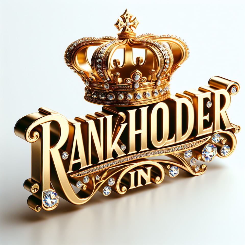 rankholder.in golden luxury text effect with crown and diamond on white background text effect image