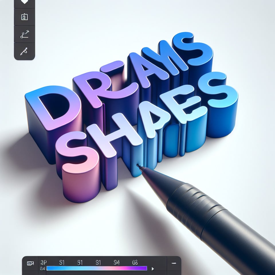text DREAMSHAPES 3D blue purple gradient text effect on white background text effect image