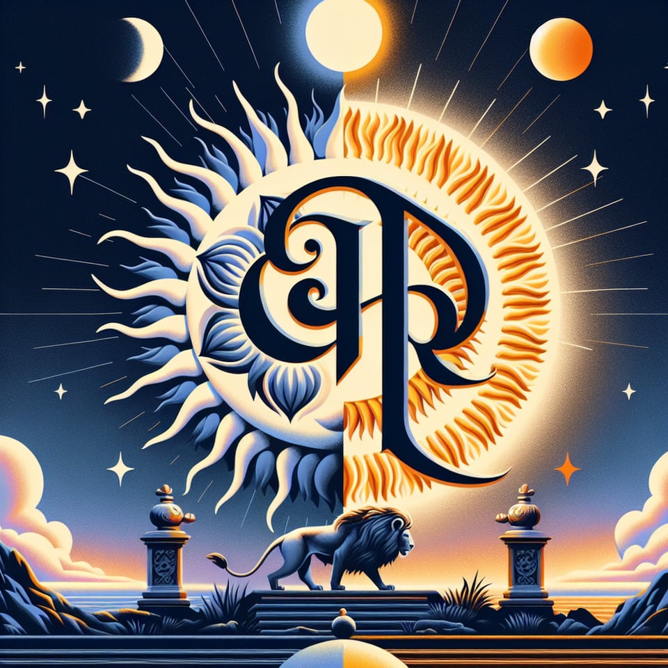 the text A.PRAVISH and sun and moon and a lion in background big text text effect image