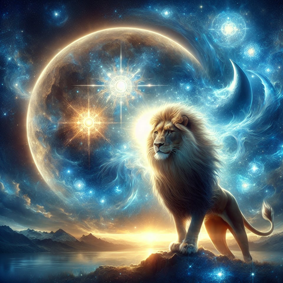 text is A .PRAVISH MOON AND SUN AND ONE LION ARE IN BACKGROUND text effect image