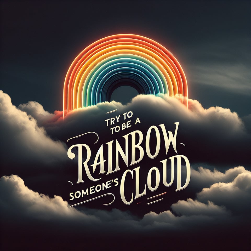 Try to be a rainbow in someone's cloudtypography text effect image