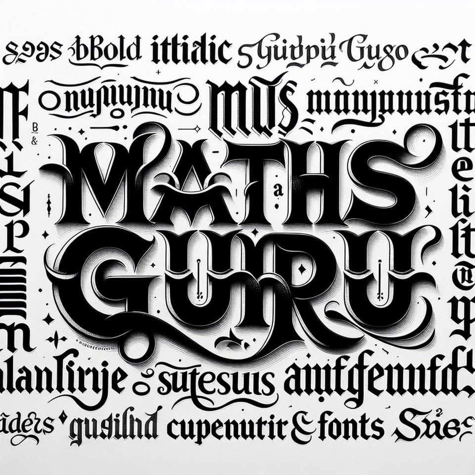 MATHS GURU with different fonts text effect image