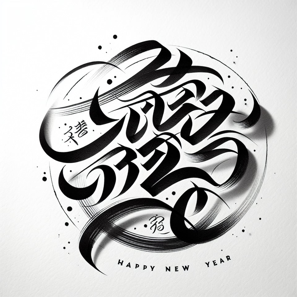 text calligraphy happy new year 2025 for simple text effect image