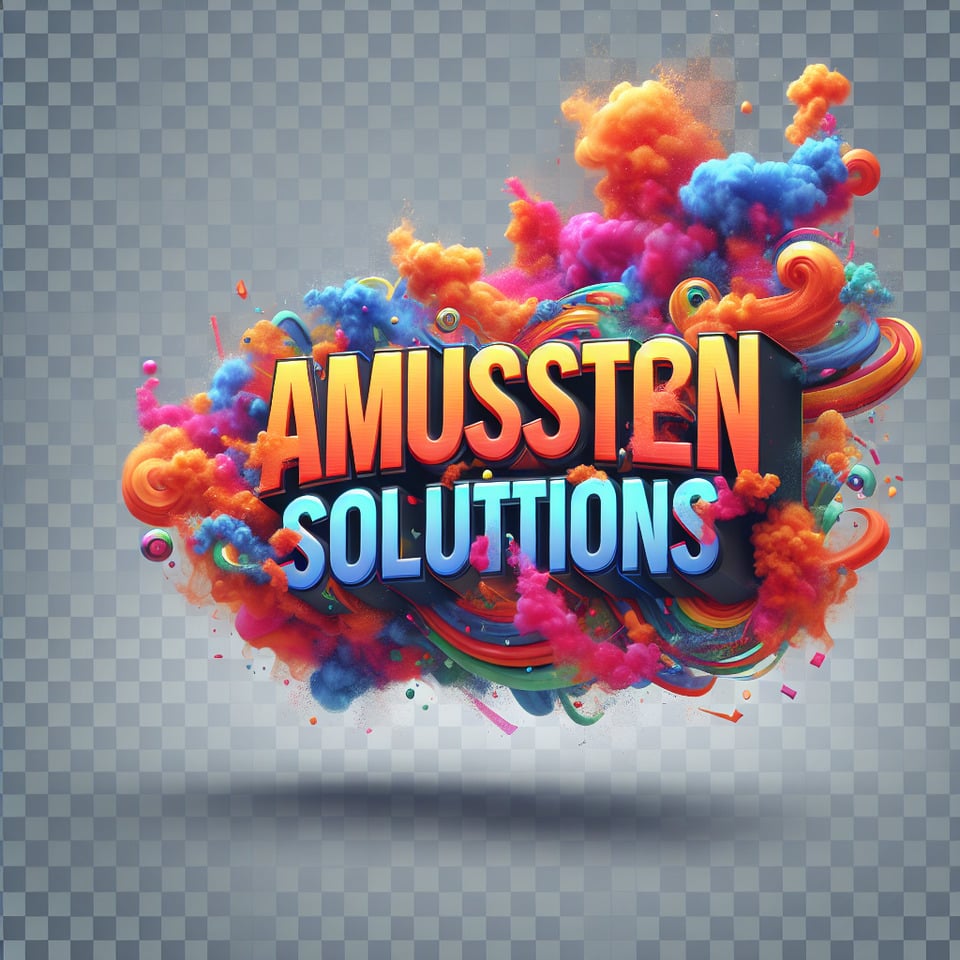Text Amusement Solutions colorful splash 3d text and smoky transparent backgroundRealistic detailed view. text effect image