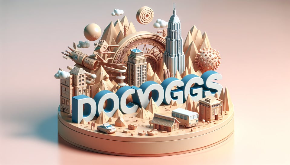 Text DocVlogss in 3d render text effect image