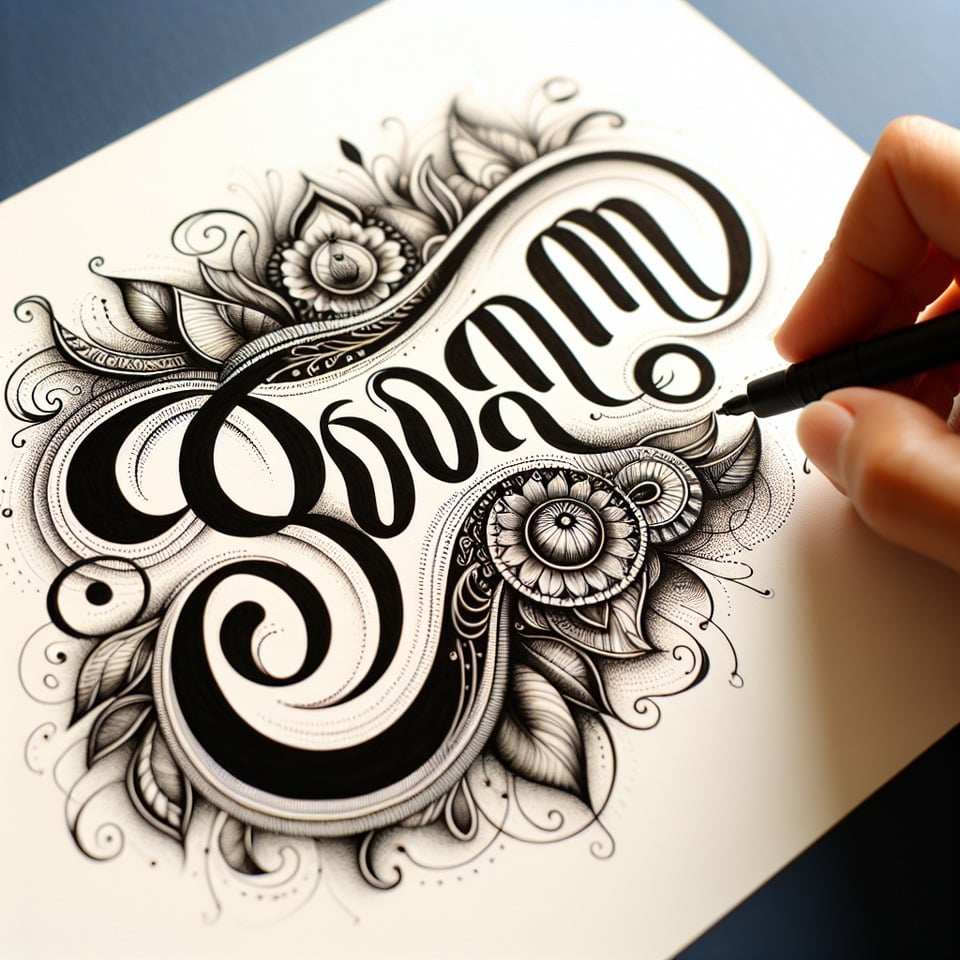 write word Poonam in calligraphy text effect image