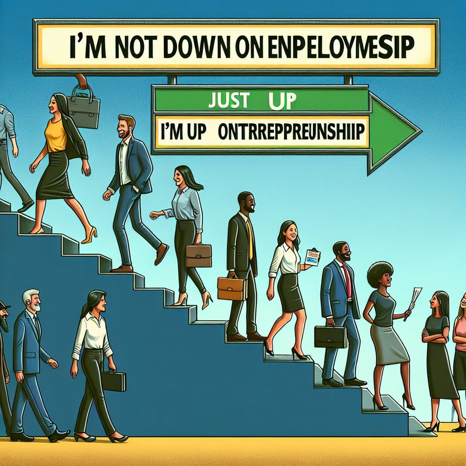 I’m not down on employmentI’m just up on entrepreneurship. text effect image