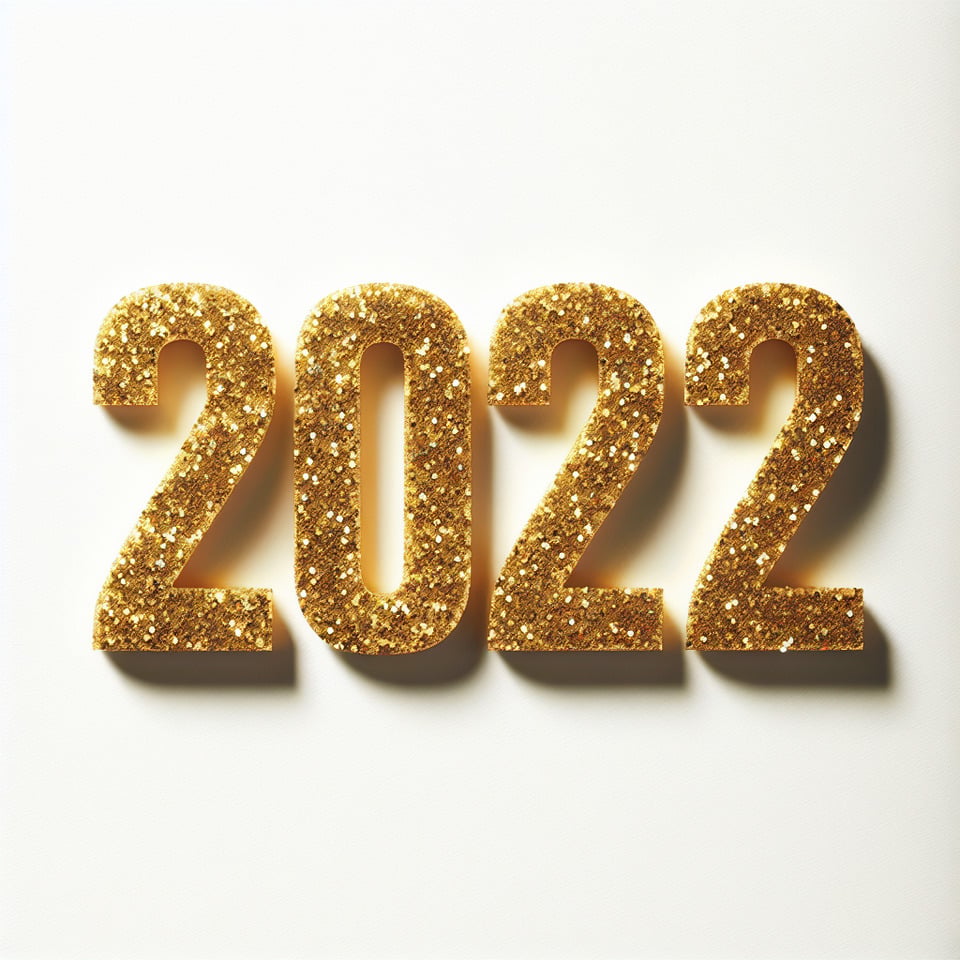text 2022 glitter gold text effect on white background text effect image