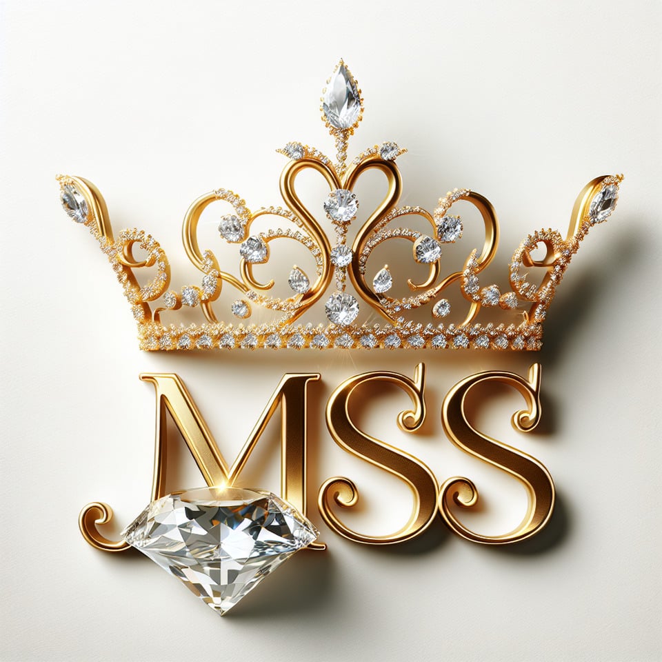text Miss golden luxury text effect with tiara and diamond on white background text effect image
