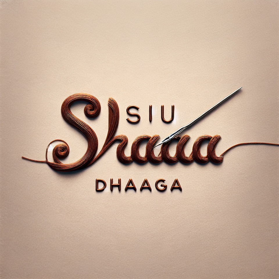 ‘SUI DHAAGA ‘ i want this headline in thread style format in brown colour with a needle in the s text effect image