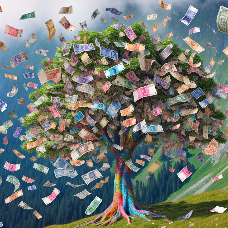 CURRENCY GROWS ON THE TREE text effect image