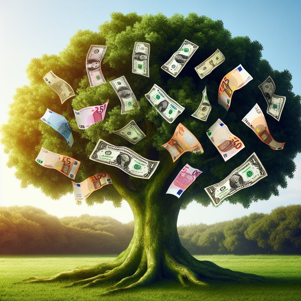 CURRENCY GROWS ON THE TREE VECTOR text effect image