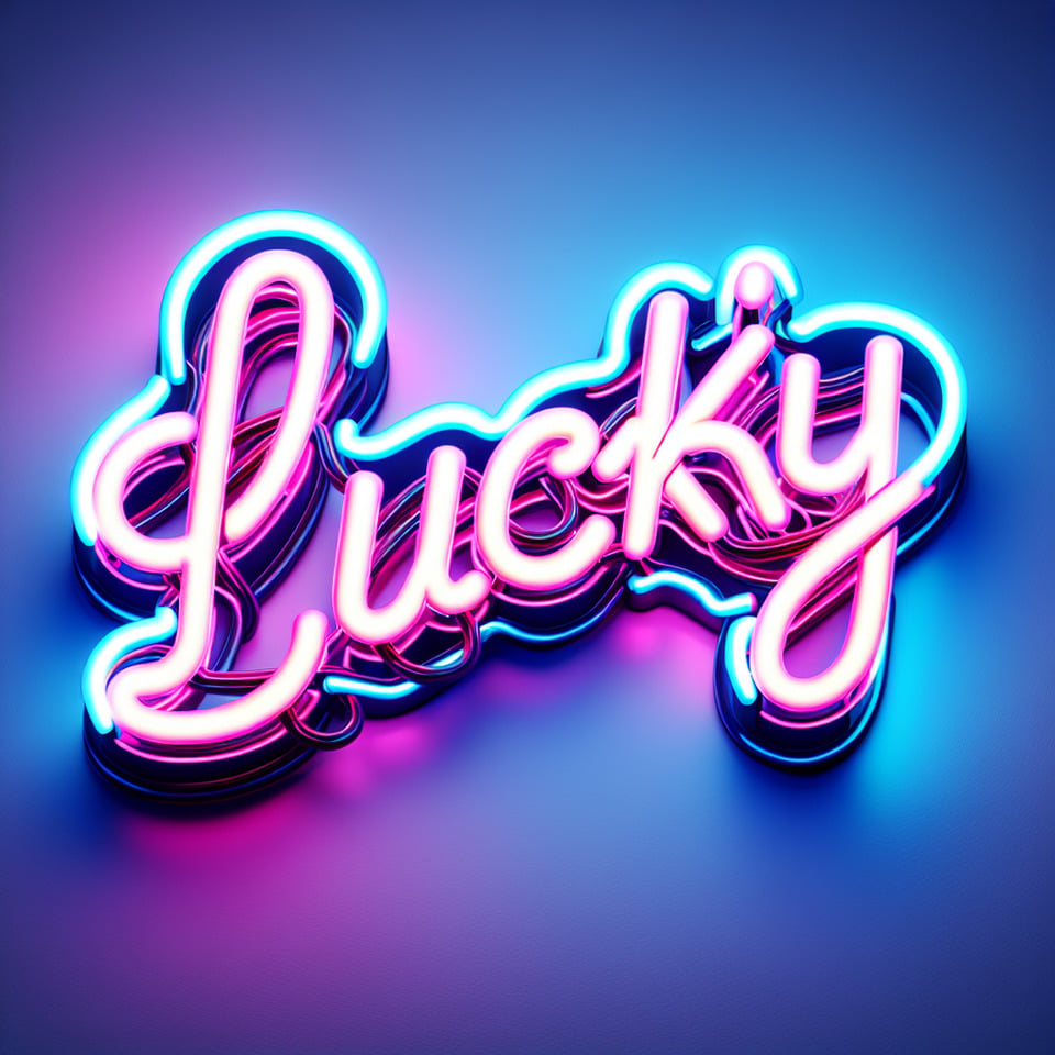 Border Lucky neon style text effect on white background3d render text effect image