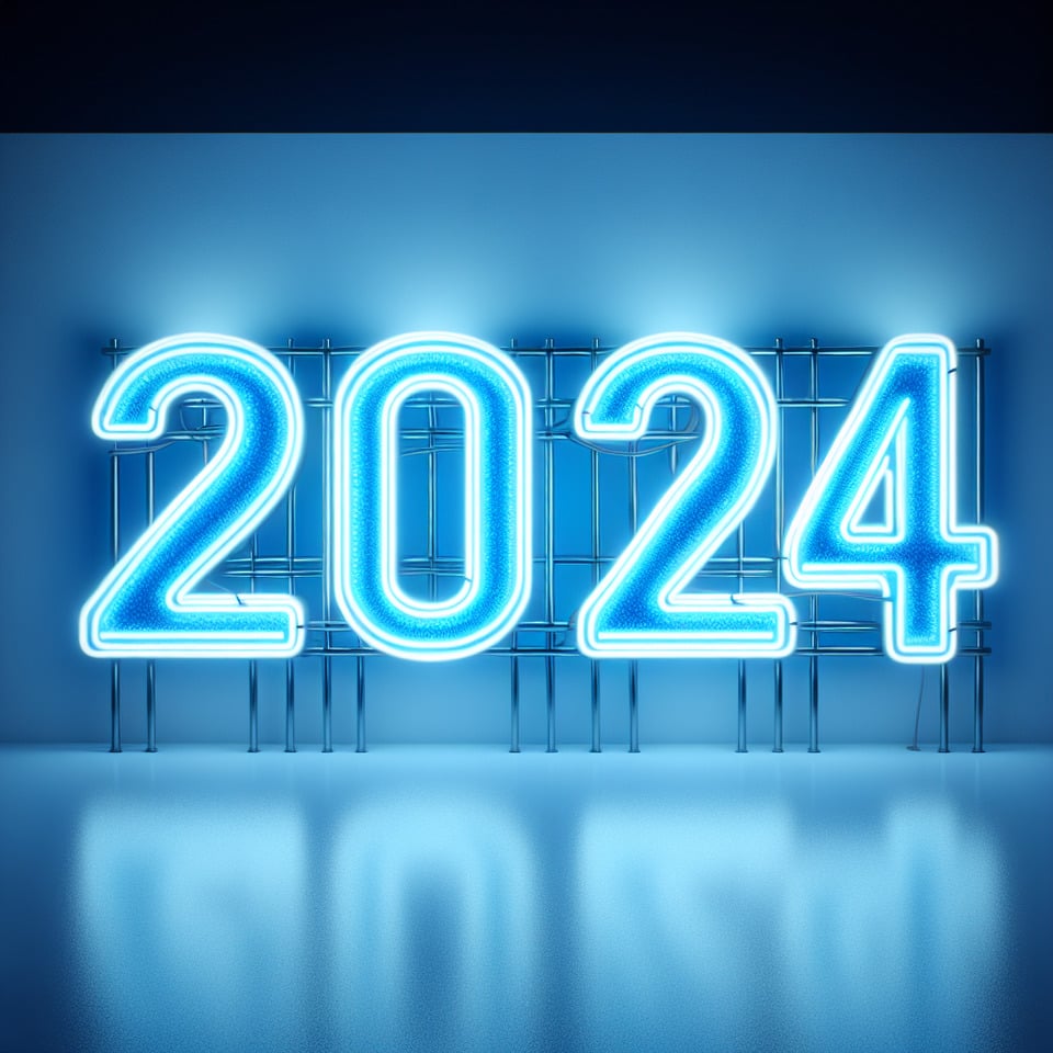 text 2024 blue neon led style text effect background on white background text effect image