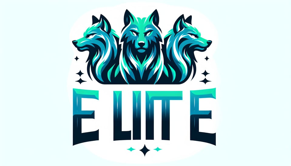 PALABRA ELITE CON 3 LOBOS EN COLOR TURQUESA text effect image