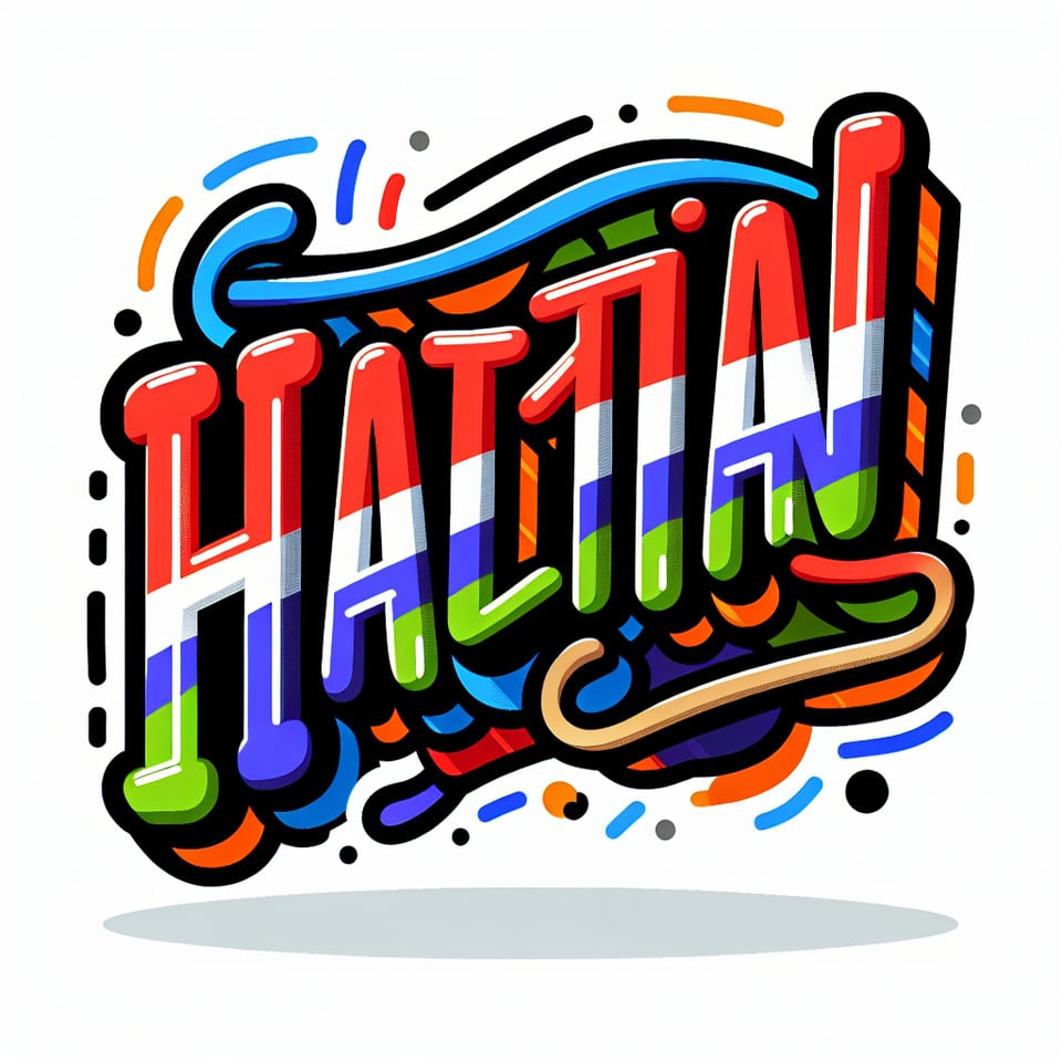 text Haitian cartoon text effect on white background text effect image