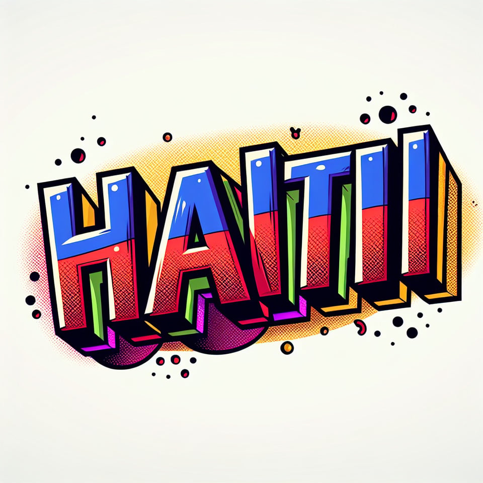 text Haiti cartoon text effect on white background text effect image