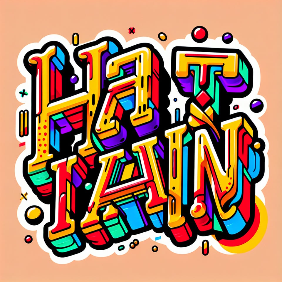 text H A I T I A N cartoon text effect on white background text effect image