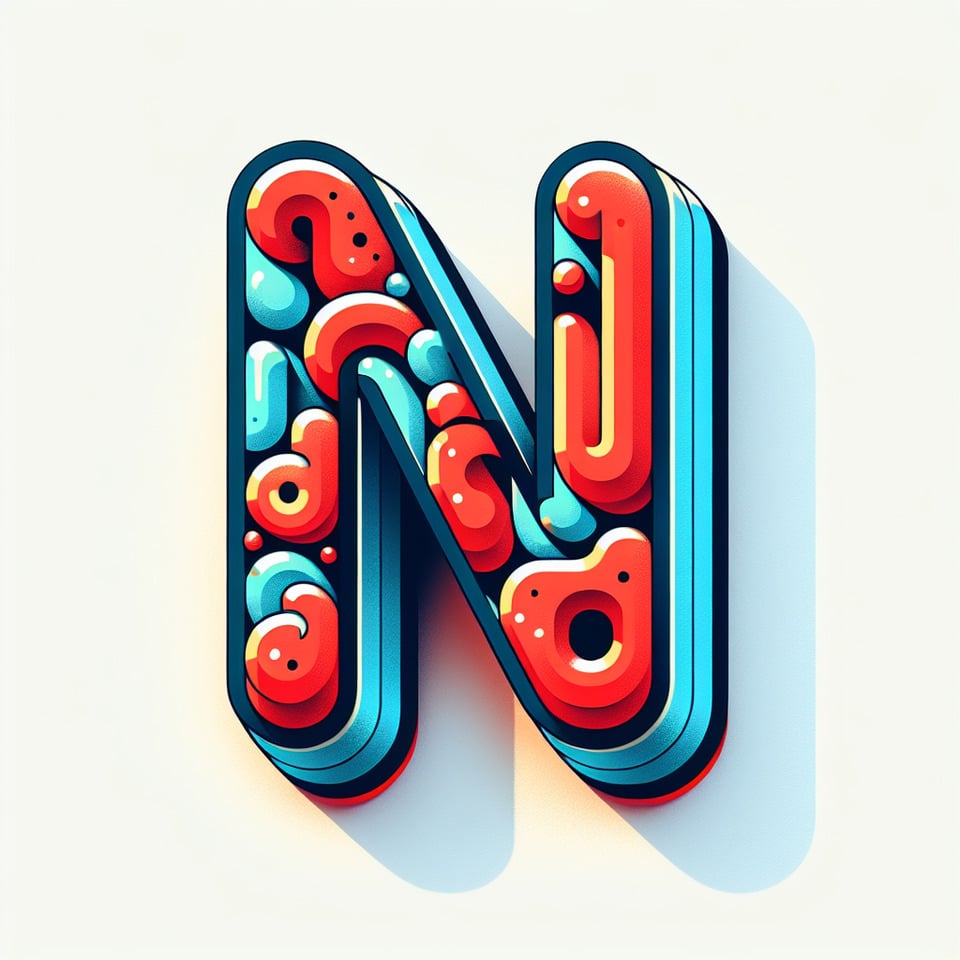 text N cartoon text effect on white background text effect image