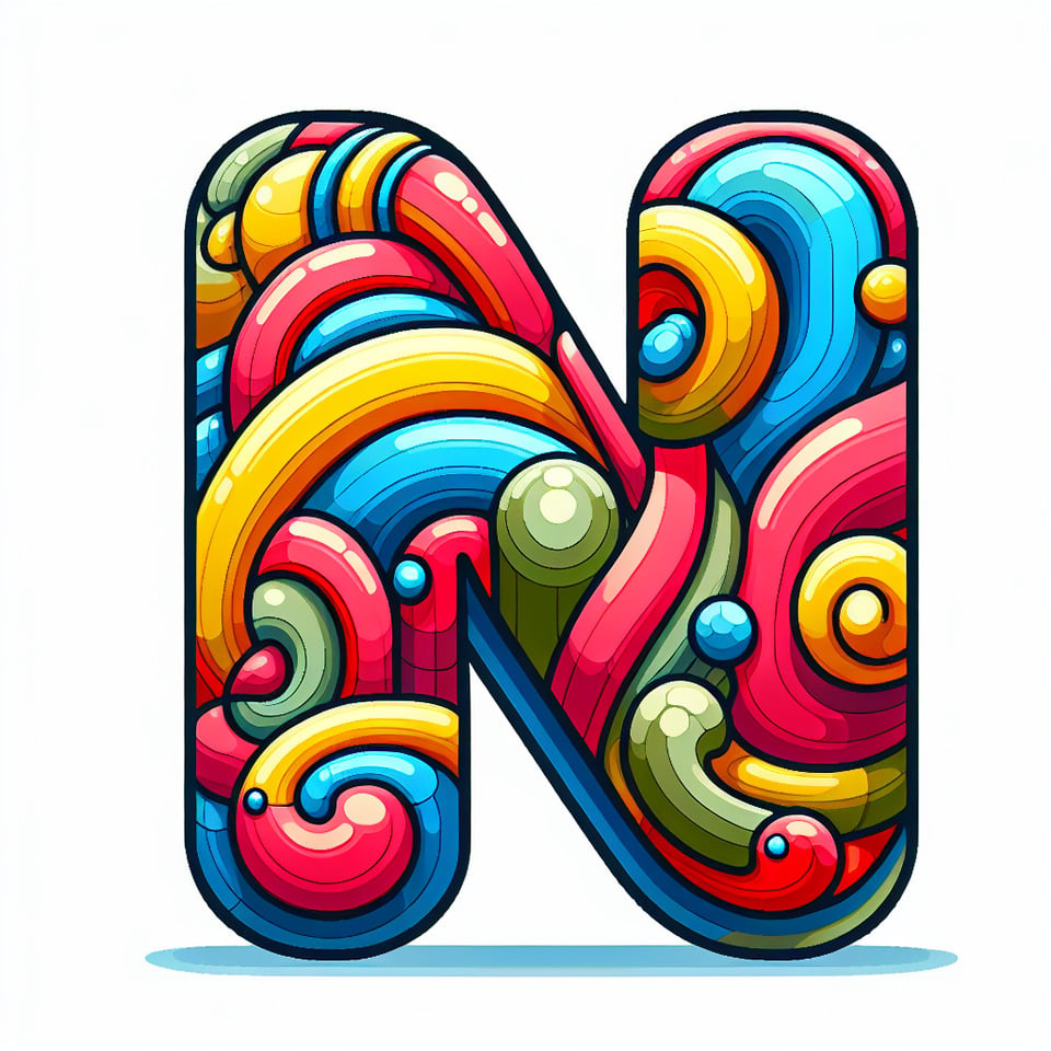 text N cartoon text effect on white background text effect image