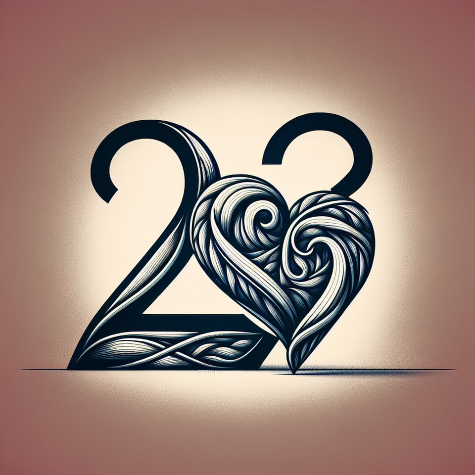 26 number with love shape text effect image