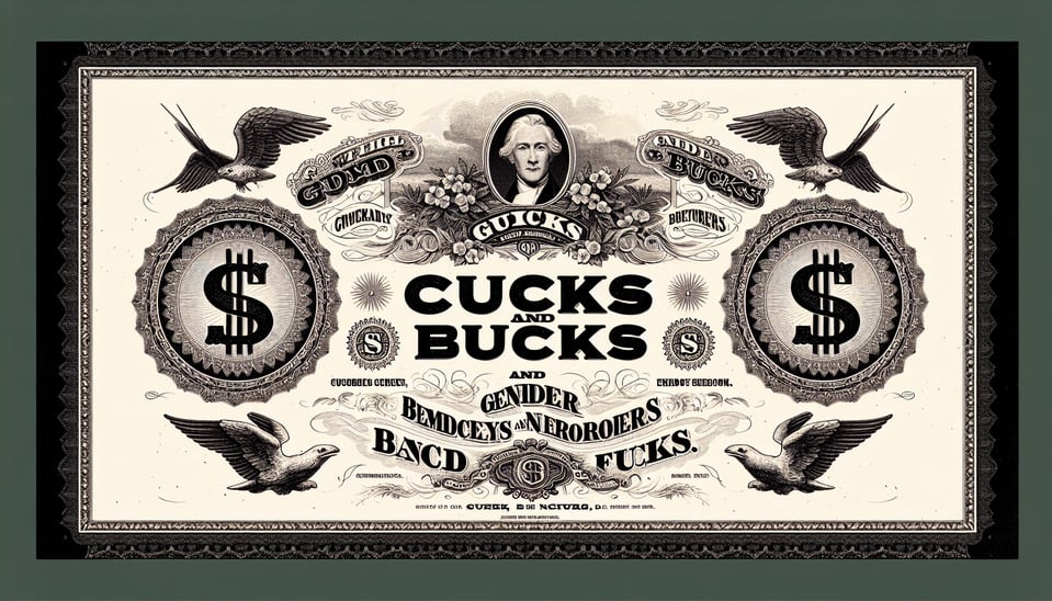 text CUCKS AND BUCKS in the style of money text effect image