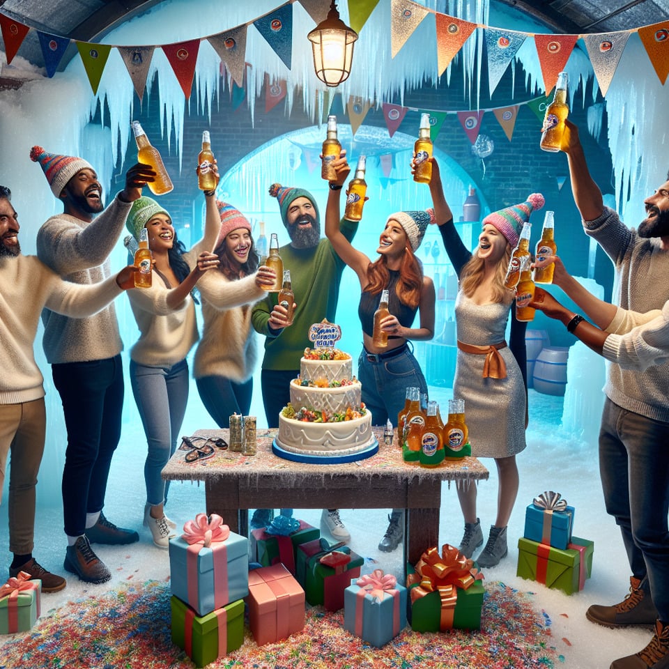 Scoop up the celebration,Celebrate your birthday party  at frozen bottle text effect image