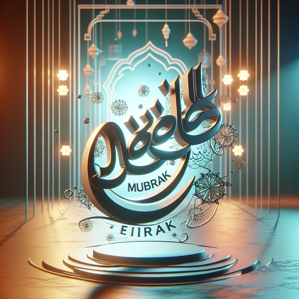 Eid Ul Fitre 2024 | Mubaraktypographycinematic3d render text effect image