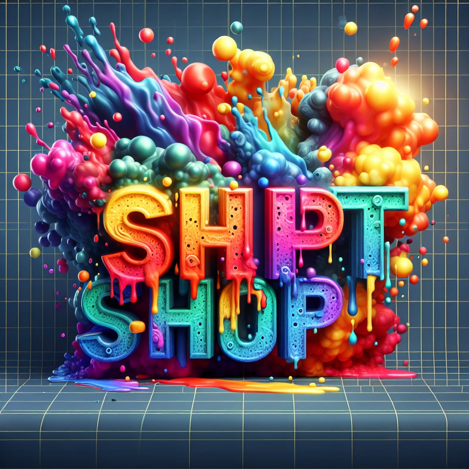 Text PAINT SHOP colorful splash 3d text and smoky transparent backgroundRealistic detailed view. text effect image