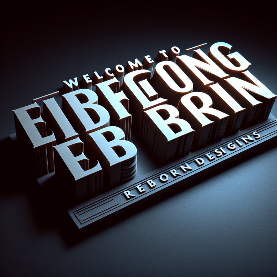 Welcome to Effiong Reborn Designs Theme in 3d text with dark shit background cinematic3d rendertypography text effect image