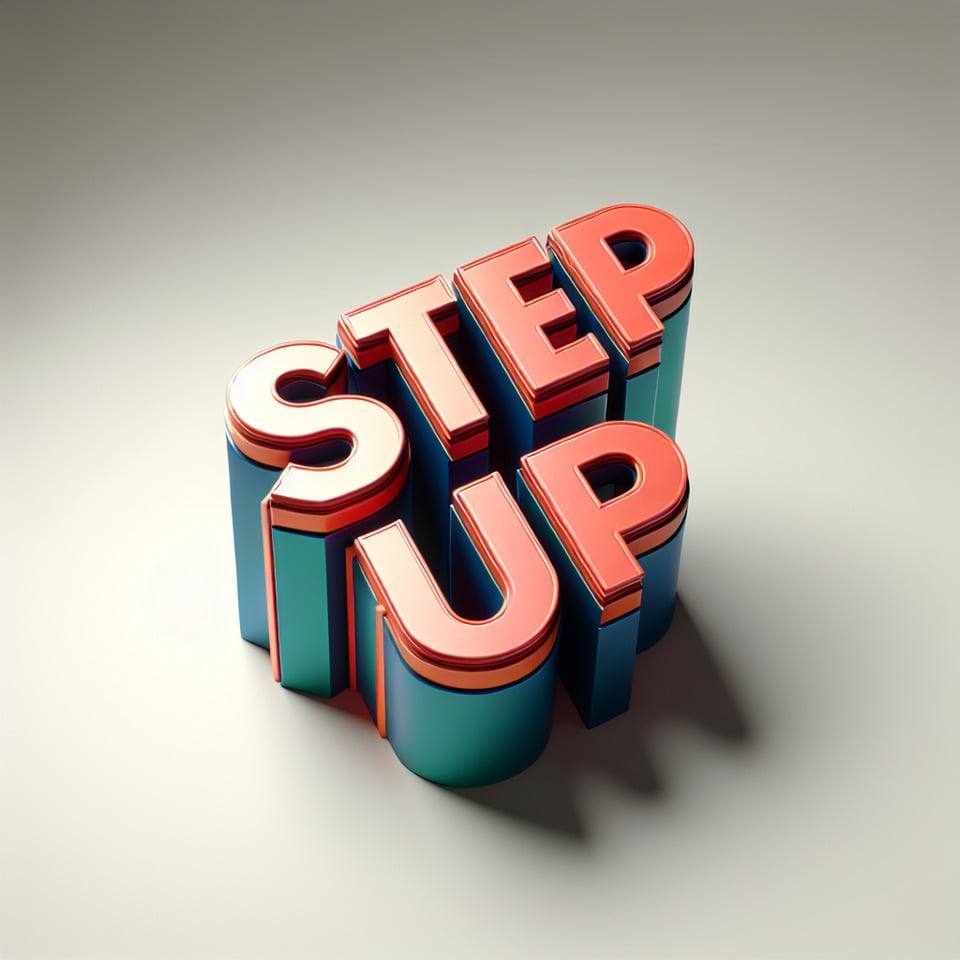 STEP UP3d rendertypography text effect image