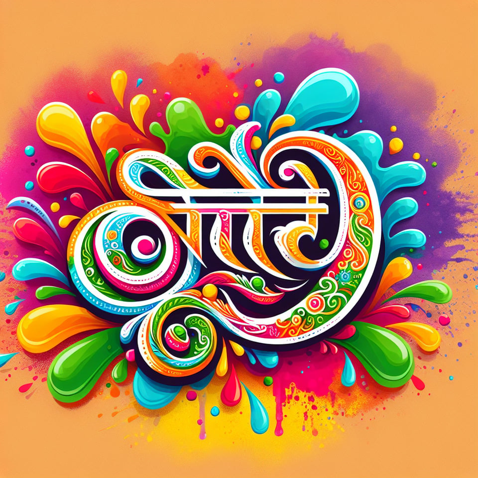 holi text in marathi language text effect image
