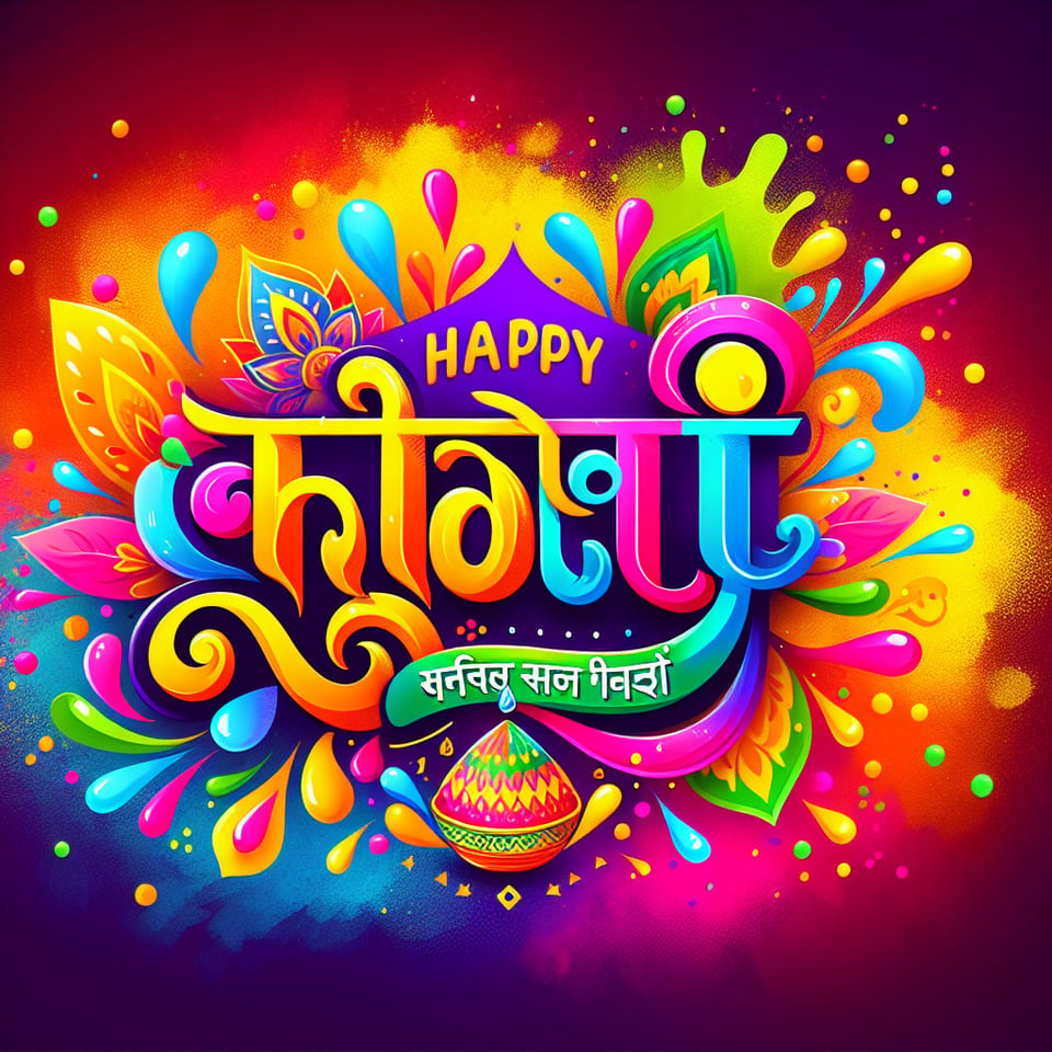 happy holi text in marathi language text effect image