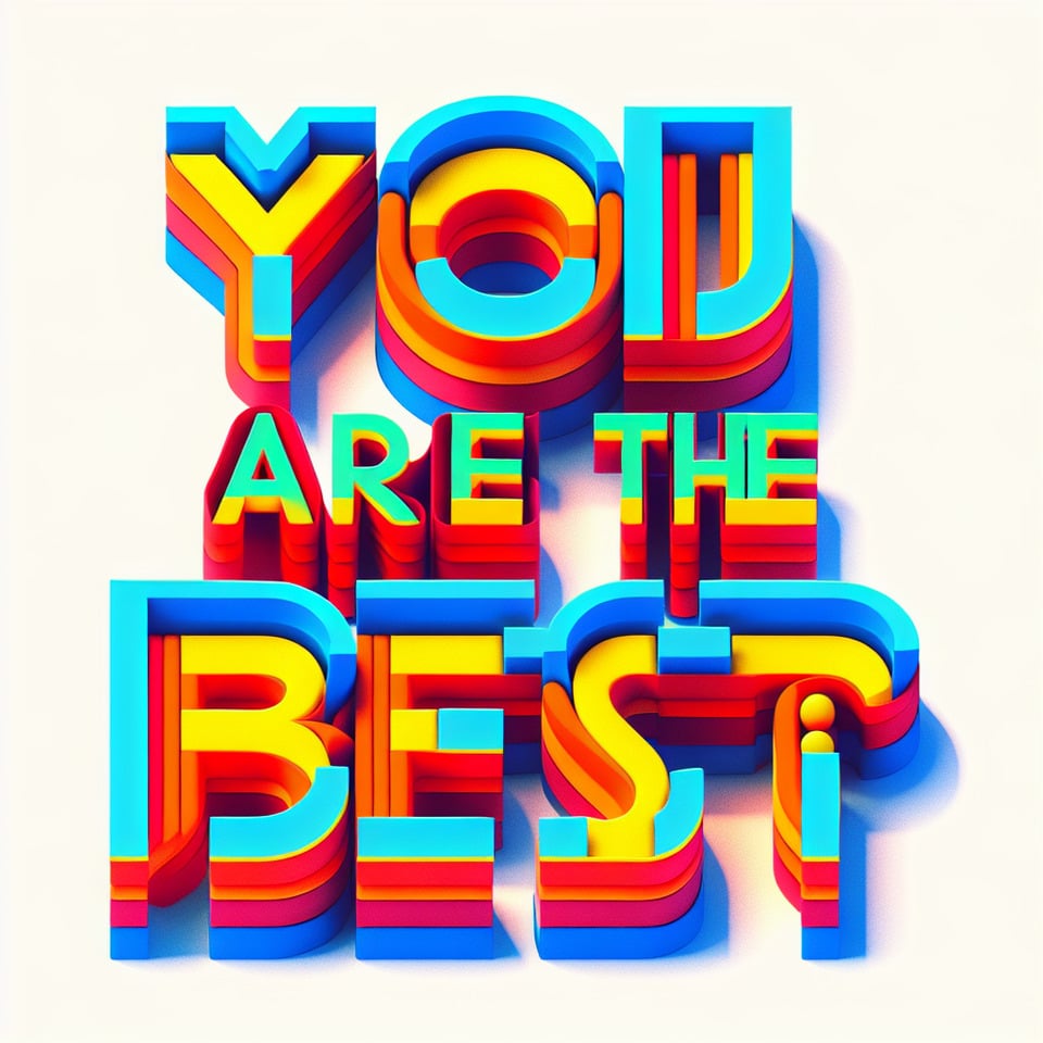 Pixar style text You are the best font,on white background text effect image